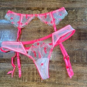 Victoria secret thong and garter belt
